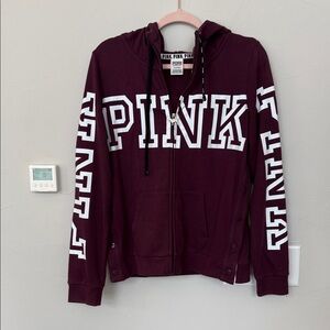 PINK Victoria's Secret Maroon Hoodie with White Lettering
